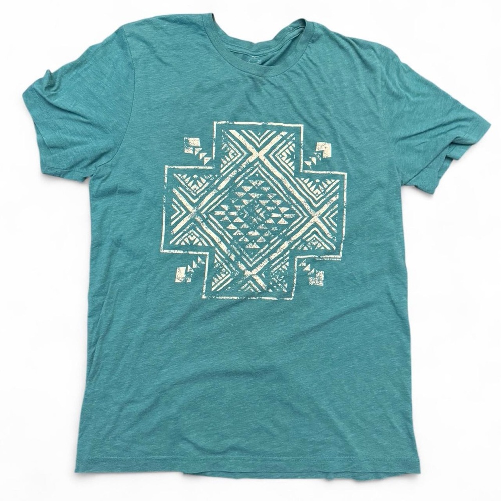 Turquoise Aztec Western Tee Large